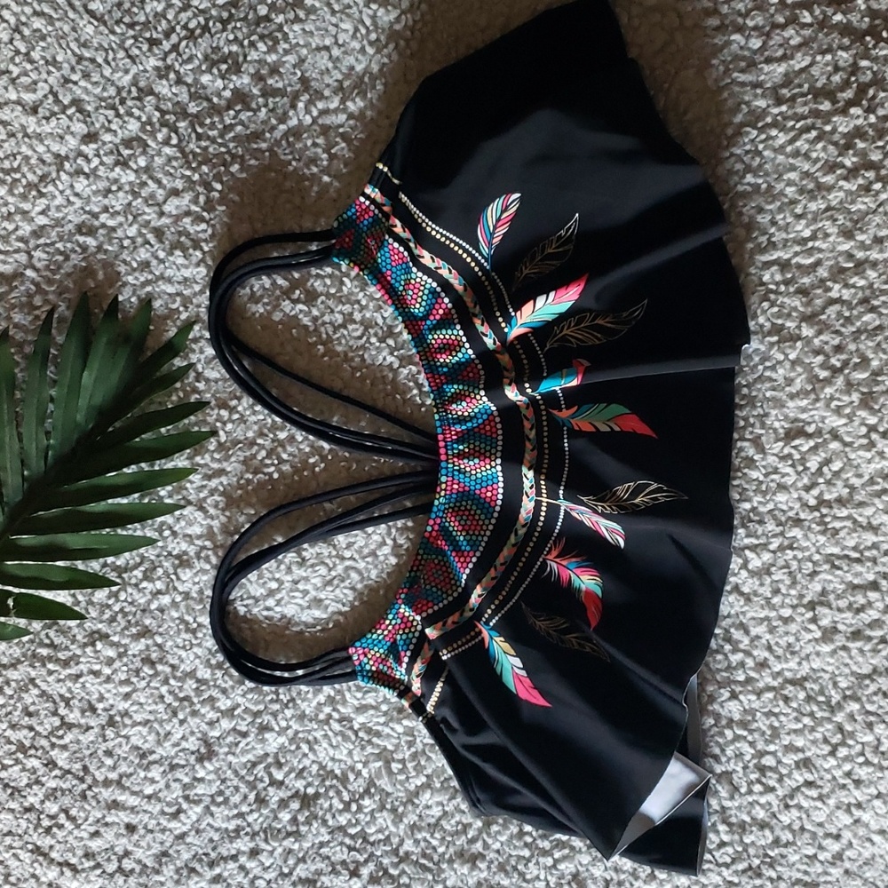 Strappy Flounce Feather Bikini Top